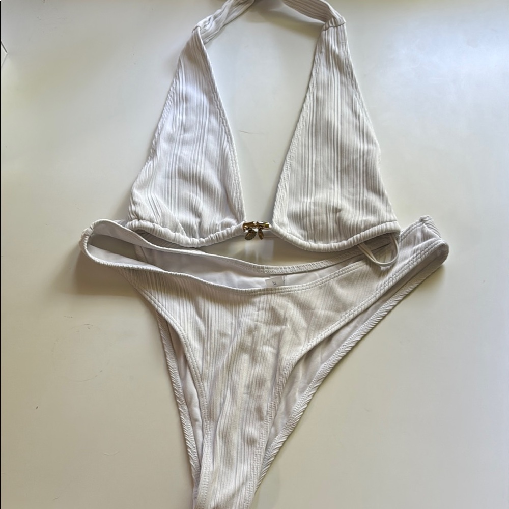 White Drawstring swimsuit